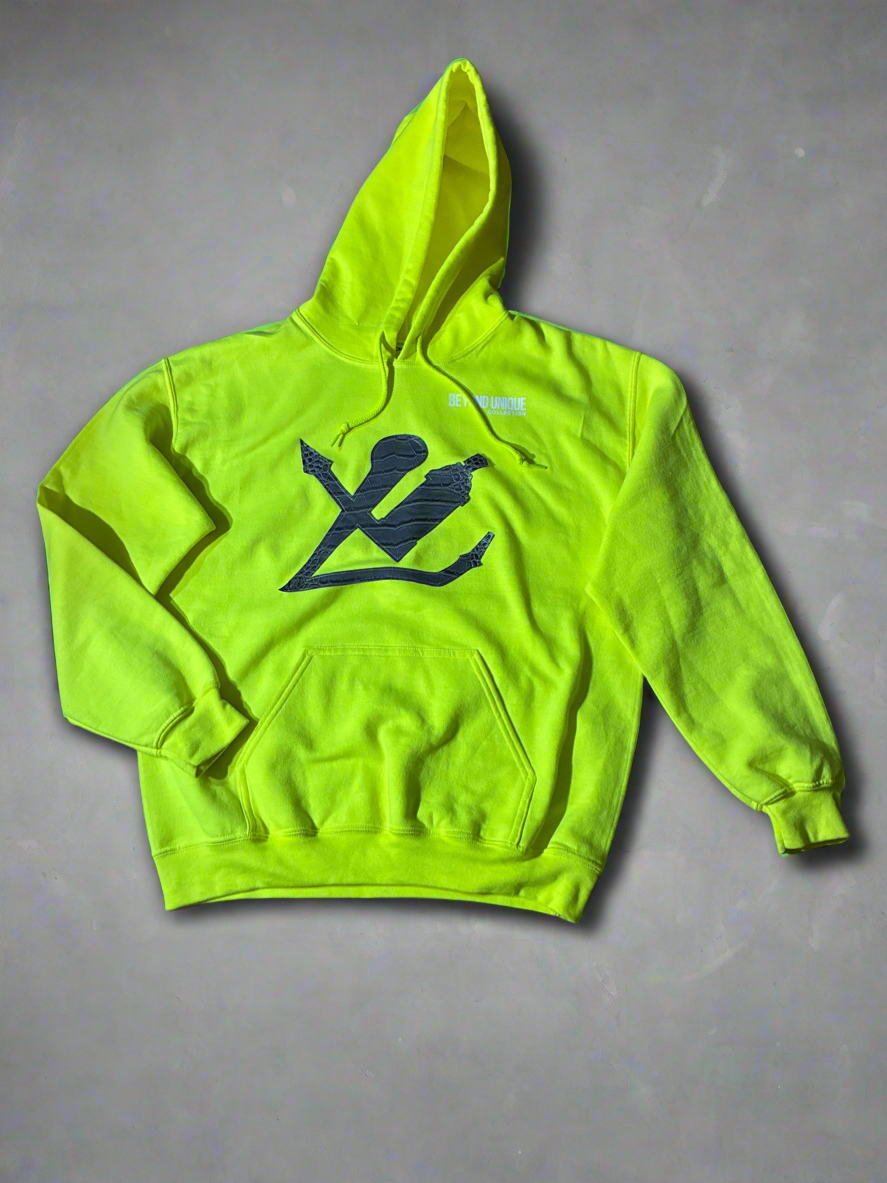 Our weapons of choice unisex neon yellow 100% cotton & vegan crocodile leather. Hand made USA